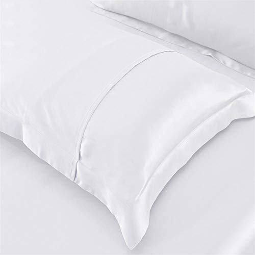 Juego de Cama de Seda de 4 Piezas, 19 Momme 100% Mulberry Luxury Queen King Funda nórdica sin Costuras, sábana Ajustable y Fundas de Almohada para el Hotel en casa Light Blue Cal King