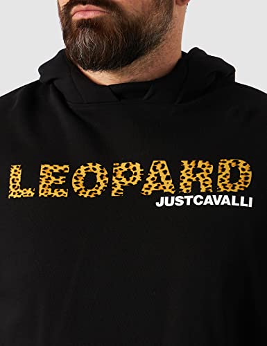 Just Cavalli Felpa con Cappuccio A Maniche Lunghe Sudadera con Capucha, Negro, XXL para Hombre