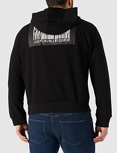 Just Cavalli Felpa con Cappuccio A Maniche Lunghe Sudadera con Capucha, Negro, XXL para Hombre