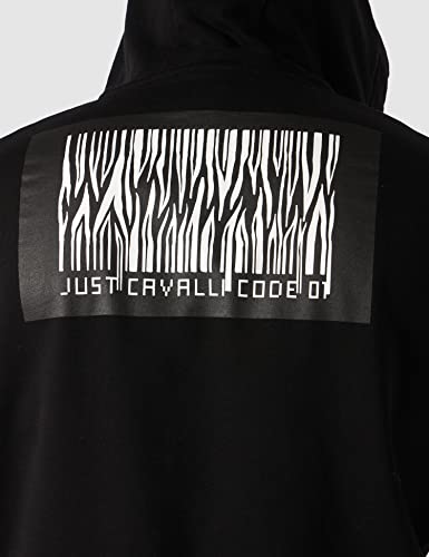 Just Cavalli Felpa con Cappuccio A Maniche Lunghe Sudadera con Capucha, Negro, XXL para Hombre