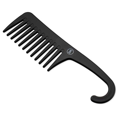 K-Pro Peine de Dientes Anchos - Para Peinar y Desenredar Pelo - Negro con Mango