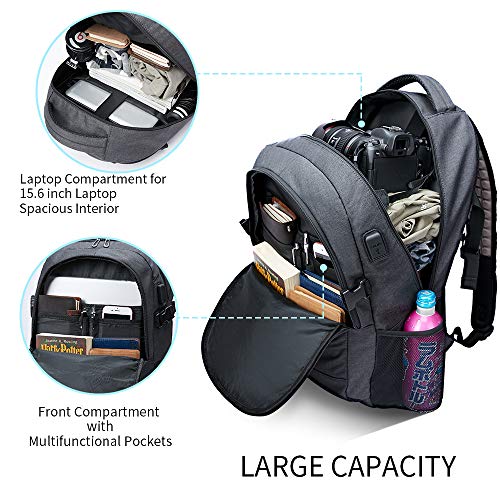 KALIDI Impermeable, Mochila Portátil Hombre 15.6 Pulgadas Puerto USB Impermeable Trabajo Ordenador Viaje Negocio Multifuncional Daypacks (gris)