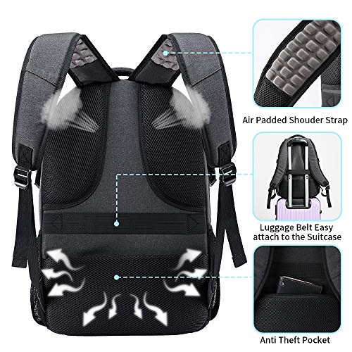 KALIDI Impermeable, Mochila Portátil Hombre 15.6 Pulgadas Puerto USB Impermeable Trabajo Ordenador Viaje Negocio Multifuncional Daypacks (gris)