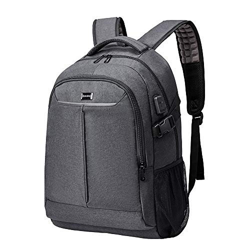 KALIDI Impermeable, Mochila Portátil Hombre 15.6 Pulgadas Puerto USB Impermeable Trabajo Ordenador Viaje Negocio Multifuncional Daypacks (gris)