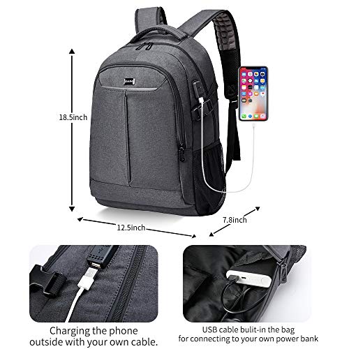 KALIDI Impermeable, Mochila Portátil Hombre 15.6 Pulgadas Puerto USB Impermeable Trabajo Ordenador Viaje Negocio Multifuncional Daypacks (gris)