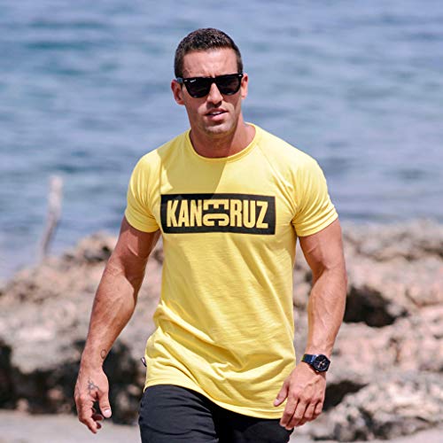 Kane Cruz - Brave Dobel Square Yellow Black - Camiseta Manga Corta Hombre - Fabricada en España - Moda Urbana (M)