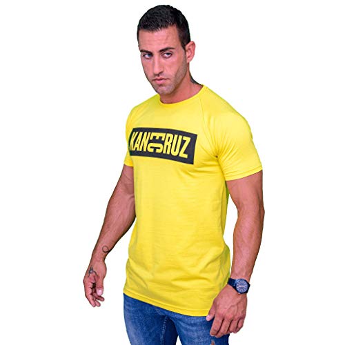 Kane Cruz - Brave Dobel Square Yellow Black - Camiseta Manga Corta Hombre - Fabricada en España - Moda Urbana (M)