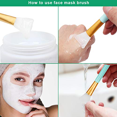KELYDI 2 brochas de silicona para máscara facial con 1 cinta mágica para mascarillas faciales, spa, mujeres, belleza, maquillaje, lavado facial