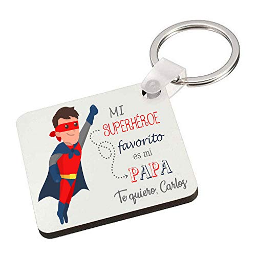 Kembilove Llavero para Padre Personalizado – Llavero Personalizado Cuadrado Mi Superheroe Favorito es mi Papá – Llavero Original para Regalar el día del Padre, Cumpleaños