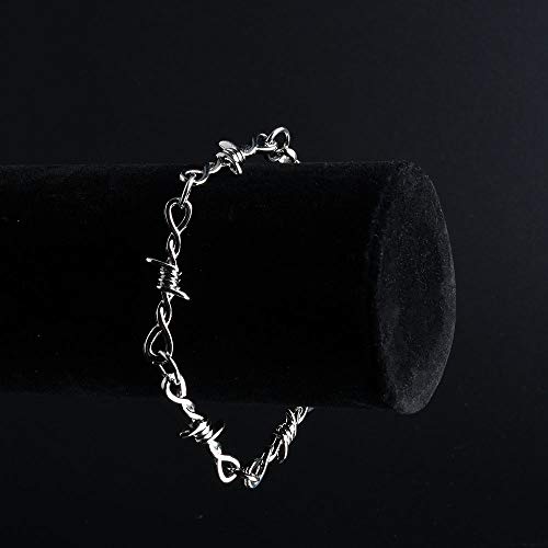 KESOCORAY Collar de cadena de alambre de púas de metal con espinas góticas punk, joyería de plata para hombres y mujeres