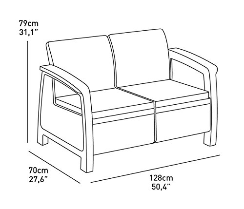 Keter Set Corfu Lounge Conjunto de jardín, Marrón, 76x170x58 cm