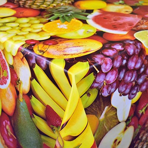 KEVKUS Hule 01245-00, diseño de frutas exóticas, impresión fotográfica a elegir, rectangular, redondo, ovalado (borde: borde cortado, 90 x 240 cm, rectangular (mesa de cerveza XL))