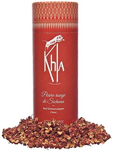 KHLA - Pimienta de sichuan rojo en grano - Comercio Equitable - Tubo de 50 g cat A - Granos de pimienta enteros