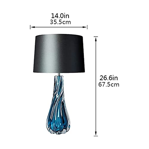 KICNAD Glass Bedside Table Lamp Luxury Desk Table Lights Hand-Crafted Twist Crystal Lamp for Bedroom Study and Living Room Nightstand Lamp Lámpara de Mesa (Color : Blue)