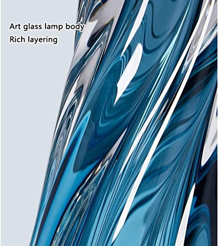 KICNAD Glass Bedside Table Lamp Luxury Desk Table Lights Hand-Crafted Twist Crystal Lamp for Bedroom Study and Living Room Nightstand Lamp Lámpara de Mesa (Color : Blue)