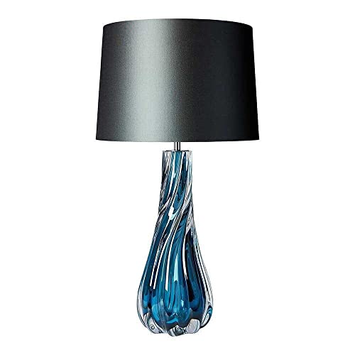 KICNAD Glass Bedside Table Lamp Luxury Desk Table Lights Hand-Crafted Twist Crystal Lamp for Bedroom Study and Living Room Nightstand Lamp Lámpara de Mesa (Color : Blue)