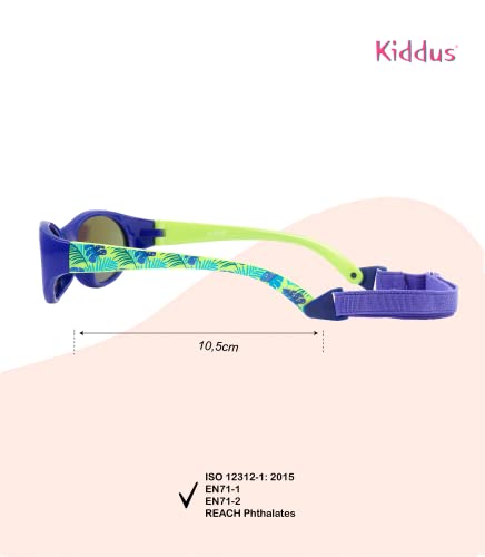 Kiddus Gafas de sol KIDS COMFORT para niña niño. A partir de 2 años. Filtro solar UV400. Banda ajustable y extraíble. Hechas de Goma. Resistentes a Impactos, Muy Flexibles.