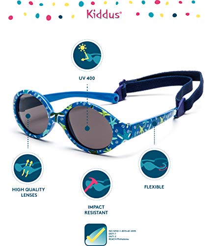 Kiddus Gafas de sol Polarizada para bebe, niño y niña. A partir de 0 meses. Filtro Solar UV400. 100% Protección contra Rayos UVA. Flexibles, Seguras, Confortables, Resistentes. Estrella de Mar