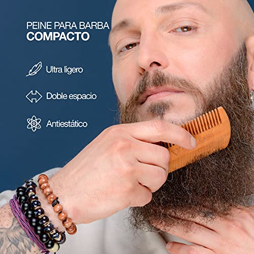 Kit de Cuidado para Barba Hombre Sapiens BarberShop - Aceite Barba y Bálsamo Barba Orgánico y 100% Natural - Certificado Cosmos Organic/ECOCERT - Peine Barba, Cepillo Barba, Tijeras, Estuche