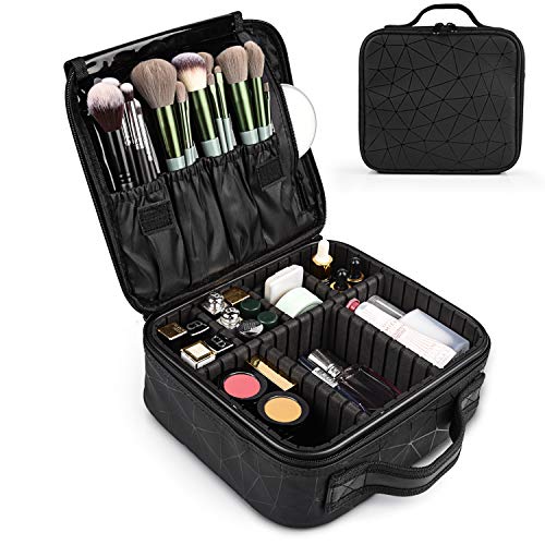 Kit de Maquillaje Neceser Make Up Bolso de Cosméticos Portable Organizador Maletín para Maquillaje Maleta de Makeup Profesional Cuero de la PU(Negro)