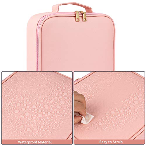 Kit de Maquillaje Neceser Make Up Bolso de Cosméticos Portable Organizador Maletín para Maquillaje Maleta de Makeup Profesional Cuero de la PU(Rosado)