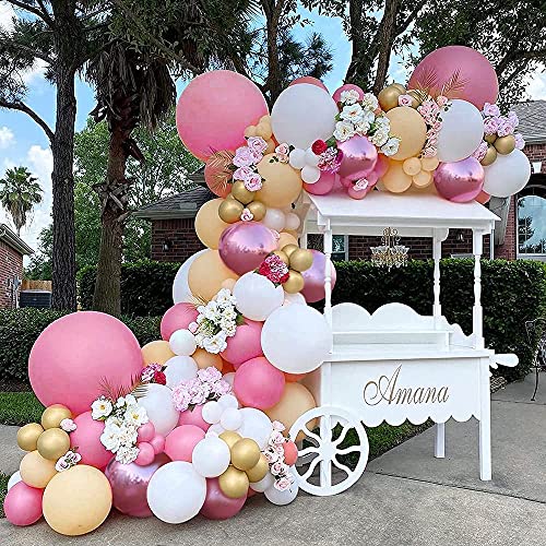 Kit Guirnalda Globos Rosa,106 Piezas Rosa Guirnalda Globos Cumpleaños Fiesta, Naranja Rosa y Blanco Globos Guirnalda de Arco para Baby Shower Navidad