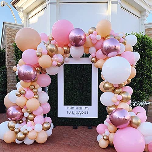 Kit Guirnalda Globos Rosa,106 Piezas Rosa Guirnalda Globos Cumpleaños Fiesta, Naranja Rosa y Blanco Globos Guirnalda de Arco para Baby Shower Navidad