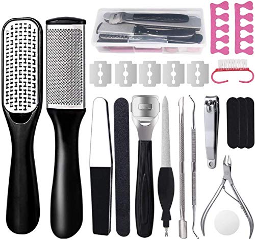 Kit para pedicura, 23 en 1, kit de herramientas para pedicura profesional, pedicura de acero inoxidable, piel muerta Kit para el cuidado de los pies para mujeres hombres salón o casa