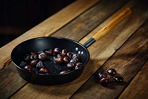 Kitchen Craft Chestnut - Sartén de Acero Carbono para Castañas, Negro, 50 x 27 x 15 cm