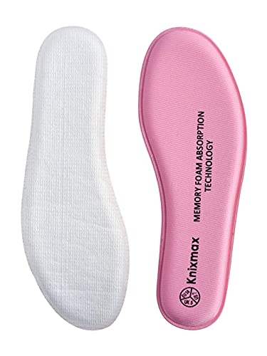 Knixmax Plantillas Memory Foam para Zapatos de Mujer y Hombre, Plantillas Confort Amortiguadoras Cómodas y Flexibles para Trabajo, Deportes, Caminar, Senderismo, EU40 Rosa