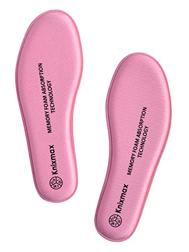 Knixmax Plantillas Memory Foam para Zapatos de Mujer y Hombre, Plantillas Confort Amortiguadoras Cómodas y Flexibles para Trabajo, Deportes, Caminar, Senderismo, EU40 Rosa