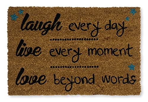 KOKO DOORMATS Felpudo Entrada casa Originales, Felpudo Original Laugh, Live, Love|Felpudos Originales y Divertidos para Entrada casa Puerta, terraza o jardín | Fibra de Coco y PVC | 40x60x1.5 cm