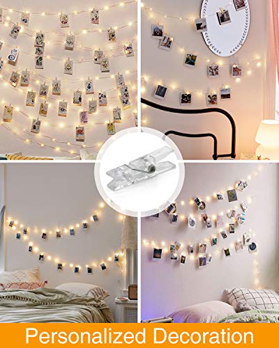 Kolpop Colgar Fotos de Luces, 5m 50 Led Clip Cadena de Luces LED 30 Pinzas Para Fotos Fotoclips Guirnalda de Luces Pinzas con Luz para Colgar Fotos Por decoración, Habitaciones, Bodas ,Cumpleaños