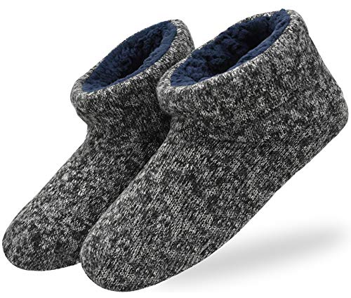 KuaiLu Zapatillas de Estar en Casa Hombre Cálido Invierno Interior Forro de Felpa Pantuflas Cerradas Espuma de Memoria Cómodo Antideslizante Botines