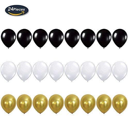 KUNGYO Letras Tipo Balón Doradas Happy Birthday+Número 20 Mylar Foil Globo+24 Piezas Negro Oro Blanco Globo de Látex 20 Años de Antigüedad Fiesta de Cumpleaños Decoraciones