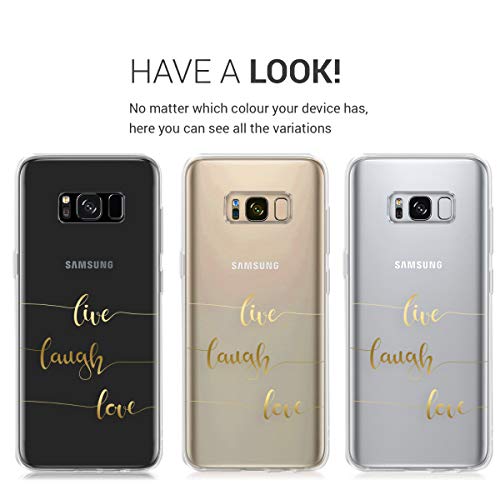 kwmobile Carcasa Compatible con Samsung Galaxy S8 - Funda de TPU Live, Laugh, Love en Dorado/Transparente