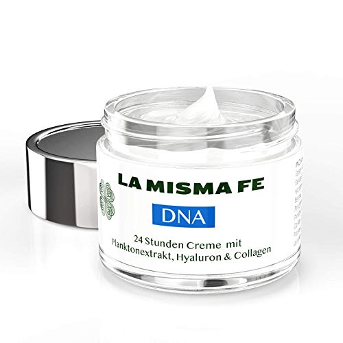 LA MISMA FE® Crema facial antiarrugas de DNA, 24 horas, extracto de planctón, ácido hialurónico, colágeno de cristal, 50 ml, cosmética de alta gama fabricada en España.