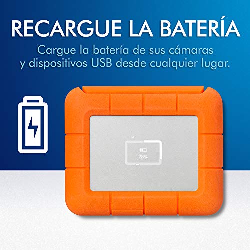 LaCie Rugged BOSS SSD de 1 TB, Disco duro de estado sólido, USB-C USB 3.0 con ranuras de tarjeta SD tarjeta CF, resistente a caídas, impactos, polvo y agua, 3 años de servicios Rescue (STJB1000800)