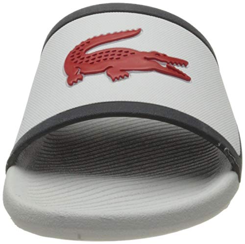 Lacoste Croco Slide TRI3 CMA, Chanclas Hombre, Wht/Nvy/Red, 42 EU