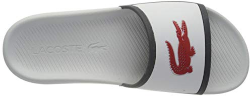 Lacoste Croco Slide TRI3 CMA, Chanclas Hombre, Wht/Nvy/Red, 42 EU