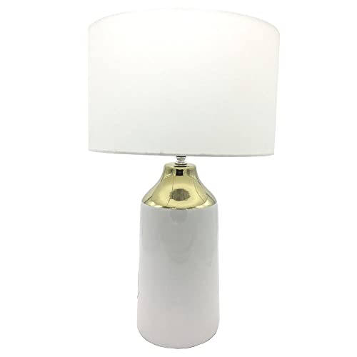 Lámpara de mesa DKD Home Decor Dorado Poliéster Blanco Gres (32 x 32 x 52 cm)