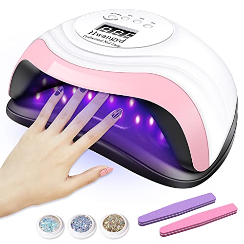 Lampara Secadora de Uñas 165W Profesional LED UV Lampara Uñas de Gel con Función de 4 Temporizadores, Sensor Automático para Manicura y Pedicure Nail Art Hogar el Salón