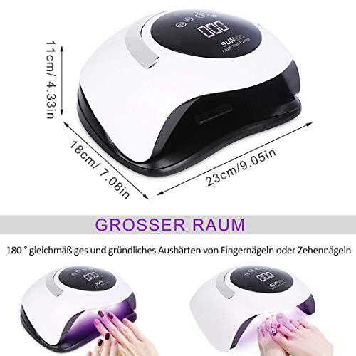 Lámpara UV LED para uñas,120W secador de uñas profesional con 4 temporizadores, sensor automático, pantalla táctil, Placa base extraíble, Adecuado para uñas de manos y pies, gel, goma laca, etc.