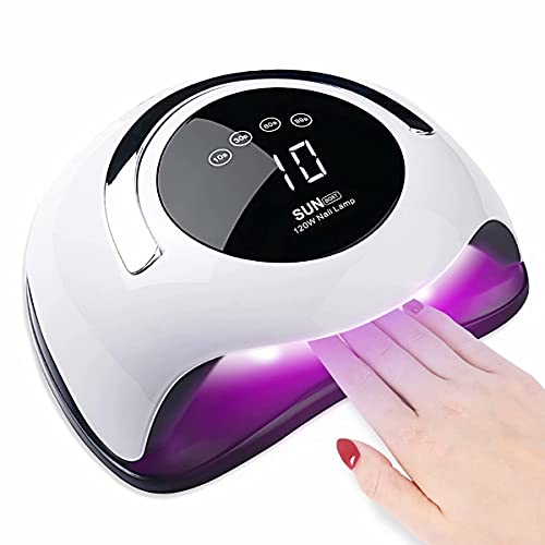 Lámpara UV LED para uñas,120W secador de uñas profesional con 4 temporizadores, sensor automático, pantalla táctil, Placa base extraíble, Adecuado para uñas de manos y pies, gel, goma laca, etc.