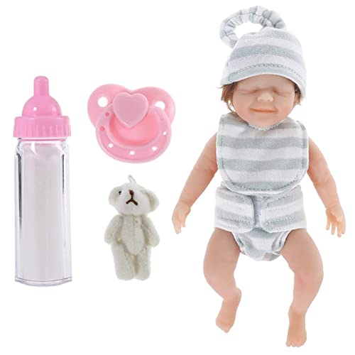 Lamptti Mini Muñecas Reborn Niña 15cm Silicona Suave Realista Recién Nacido Muñecas de Silicona Suave de Cuerpo Completo con Sonrisa