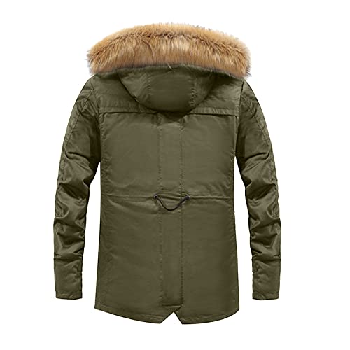LAOSU Abrigo polar con capucha para hombre, talla grande, cálido, cortavientos con cremallera, botones de felpa, cómodo y cómodo para la piel, 09-Army Green, XL