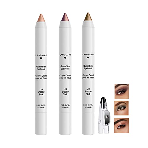 Lápiz de Sombra de Ojos, Barra de Dombra de Ojos Con Purpurina, Lápiz Metálico de 3 Colores Eyeshadow Stick en Crema, Larga Duración Resistente a la Decoloración (03)