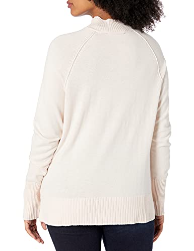 Lark & Ro Rib Detail Mock Neck Sweater Pullover-Sweaters, Rosa (Pink Peony), XL