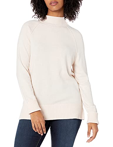 Lark & Ro Rib Detail Mock Neck Sweater Pullover-Sweaters, Rosa (Pink Peony), XL