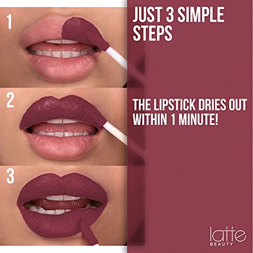 Latte Beauty Ultimatte Lápiz Labial Líquido Mate - 9 Tonalidades - Maquillaje de Labios Resistente al Agua de Larga Duración - Labial Mate Hidratante con Vitamina E - 3 ml (Caprice).